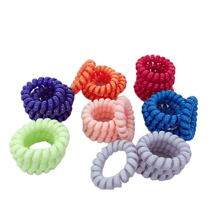 High Quality Custom Package Elastic Headbands Multicolor Wire Phone Line Hair Tie Bands For Girls